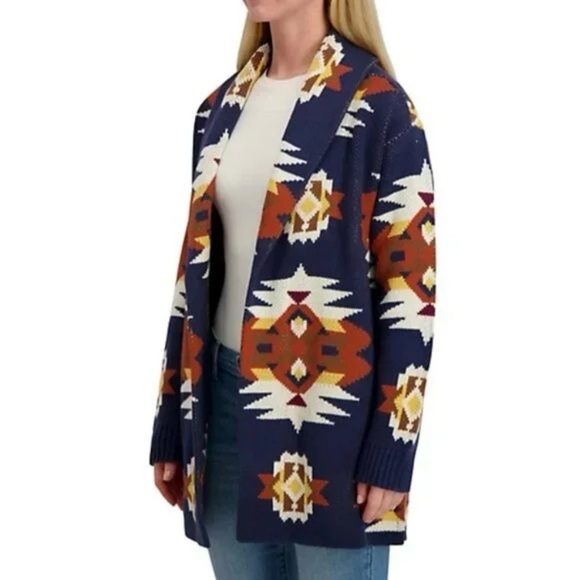 Lucky Brand Women's Southwestern Aztec Cardigan Sweater Size Large - Picture 11 of 11